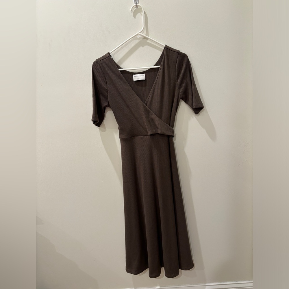 Modern Citizen Ribbed Wrap MIDI Dress